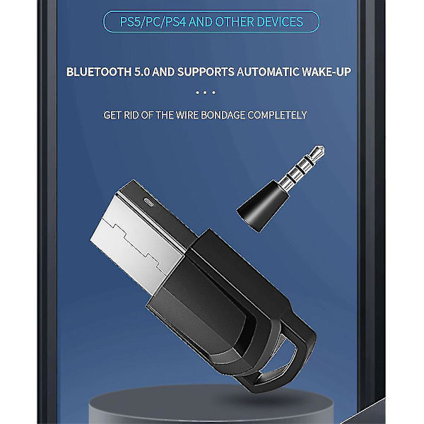 Audioadapter for PS5/PS4/PC Bluetooth-kompatibel 5.0 Aux Sender/Mottaker