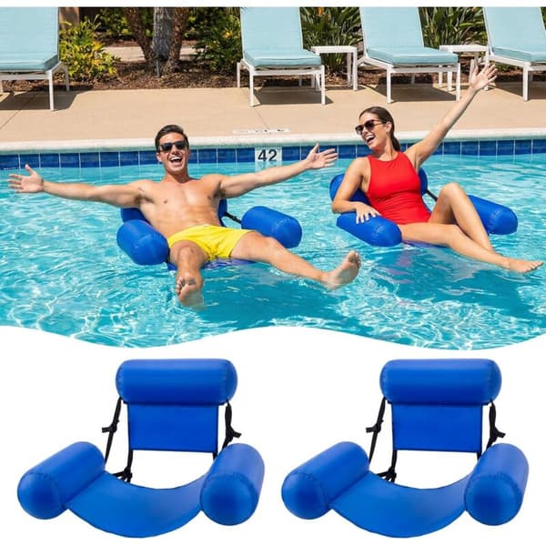 Oppustelig flydende poolstol, flydende liggestol til voksne, tykke oppustelige flydebånd - 2 stk.