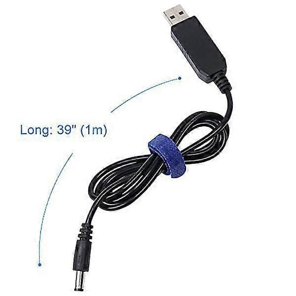 5V - 9V USB - DC Muunninkaapeli - 1m Pituus, 5.5x2.1mm DC Uros