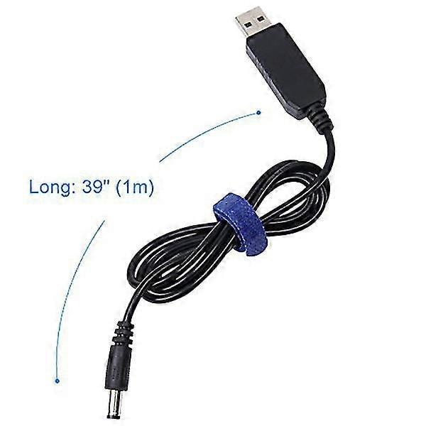 5V til 9V USB til DC Konverter Kabel - 1m Længde, 5.5x2.1mm DC Han