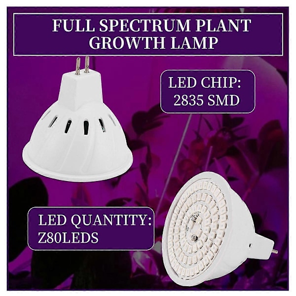 Växtlampa 80 LEDs Fullspektrum Växtbelysning 220V för Inomhusväxter Suckulenter Blommor Växthus