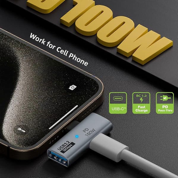 UC-035-PD 10 Gbps Type-C til USB 3.0 Hun OTG 100W PD Strømadapter til Bærbar Tablet Telefon