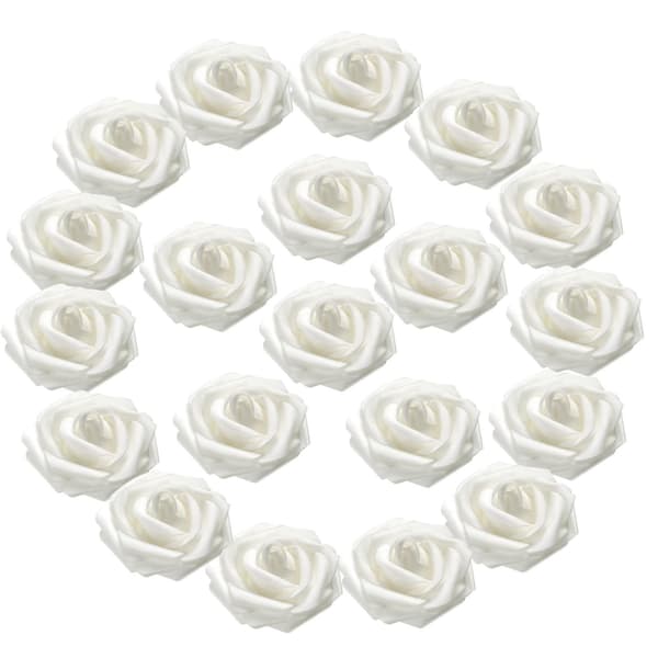 Kunstige roser blomster 20 stk Levende simulering roser, Elegant hvit kunstige blomster
