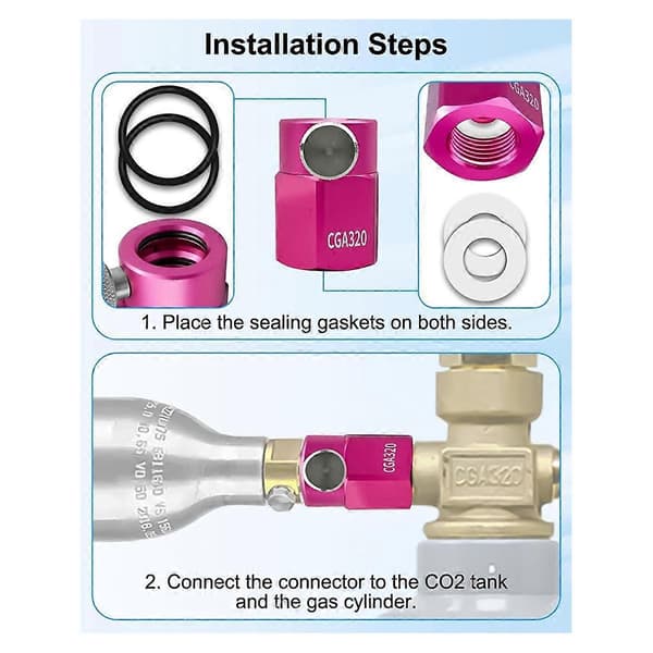 Udskiftningsadapter Quick Connect Pink, Tank Connector Kit til Standard Stor CGA320