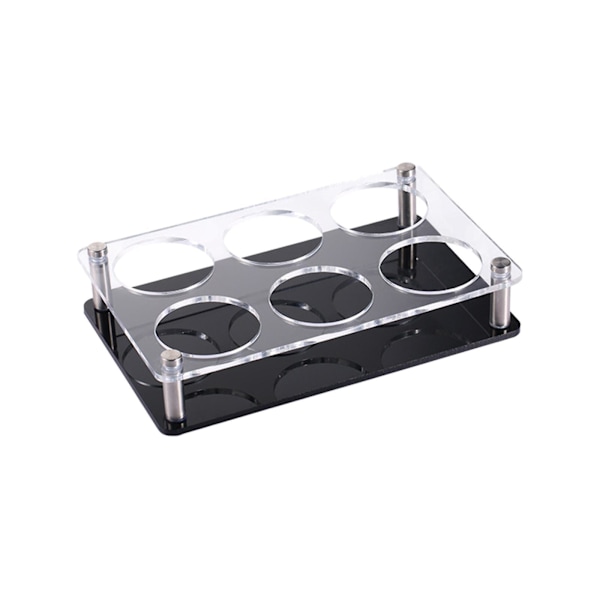 Glasskoppstativ med runde huller, glassholder for utstilling, pantry, fester, 6 hull, svart, øl