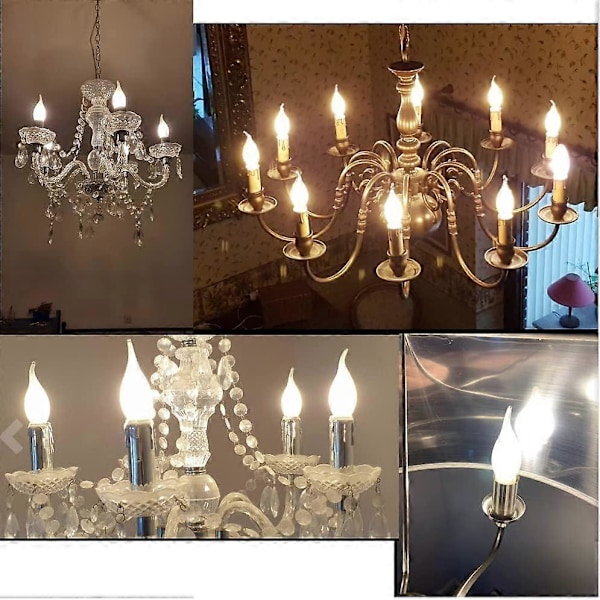 E14 Flamma LED-lampa, Ljusform, Varmvit 2700K, 4W motsvarande glödlampa 40W, 400lm, 12-pack [Energiklass A+]