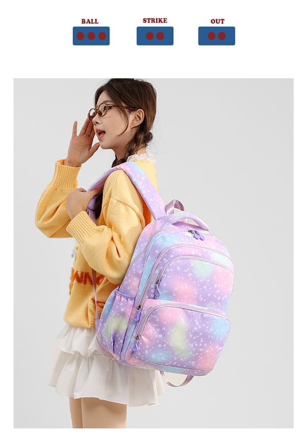 Stitch Cartoon Backpack 3-Piece Set - Waterproof Large Capacity School Bag for Students Purple 4
