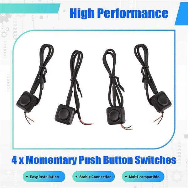 4 stk. Momentary Switch Momentary Trykknap ON Off Switch 12V 24V Overflademonteret Mini Knap Switch