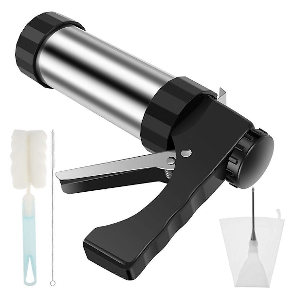 Churrera Churro Maskine Rustfrit Stål Churro Maker Kit med 3 Forskellige Dyser Sprøjtepose H