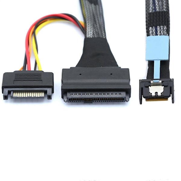 Gen5 MCIO Slimline SFF-8654 4I till SAS 8639 U.2 Adapterkabel + 15P SATA Strömkabel Konverteringssladd C