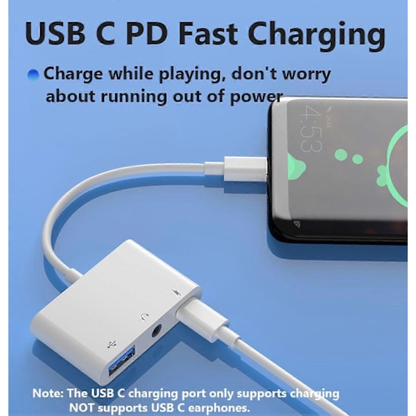 2025 Seneste Model USB C til USB Adapter, 3-i-1 USB C til USB-A OTG Splitter med 3,5 mm Lydstik