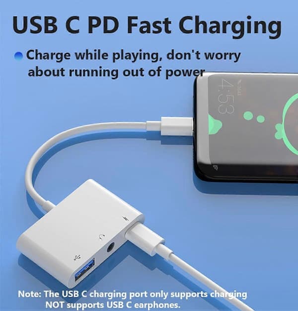 2025 Siste Modell USB C til USB Adapter, 3-i-1 USB C til USB-A OTG Splitter med 3.5mm Audio Jack