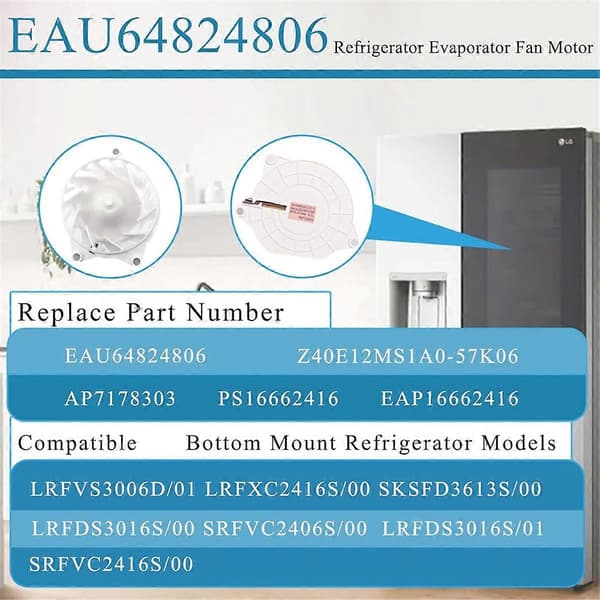 EAU64824806 Kylskåpsfläktmotor för LG Kylskåp
