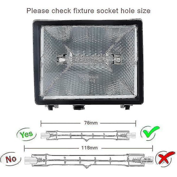 Sæt af 5 R7s Halogen Pærer 78mm 80w 230v, R7s Halogen Stang 78mm, R7s Halogen Pære Dæmpbar Halogen Stang Lampe