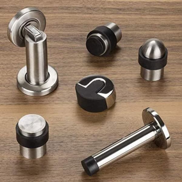 1 x Magneto magnetisk dørstopper i rustfrit stål Ø 50 mm Højde 90 mm Dørpuffer Monteringsmateriale til væg- og gulvmontering