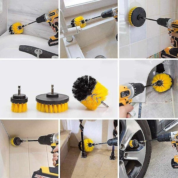 Power Scrubber Borstkit - Borstfäste med 6 tums förlängare / 4 nylonborstar / 6 st skrubbdukar, för fog, kakel, badrum, kök