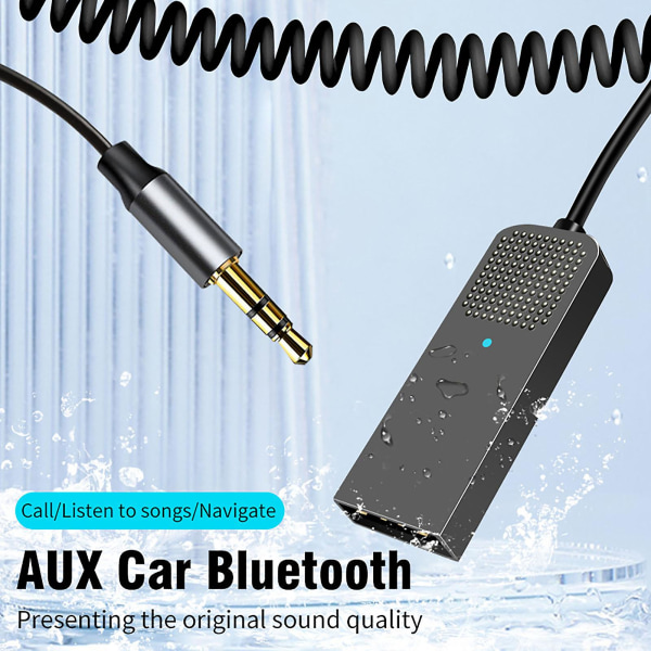 Aux till Bluetooth-kompatibel 5.2-adapter ljudmottagare med inbyggd mikrofon Aux-ingång för bil