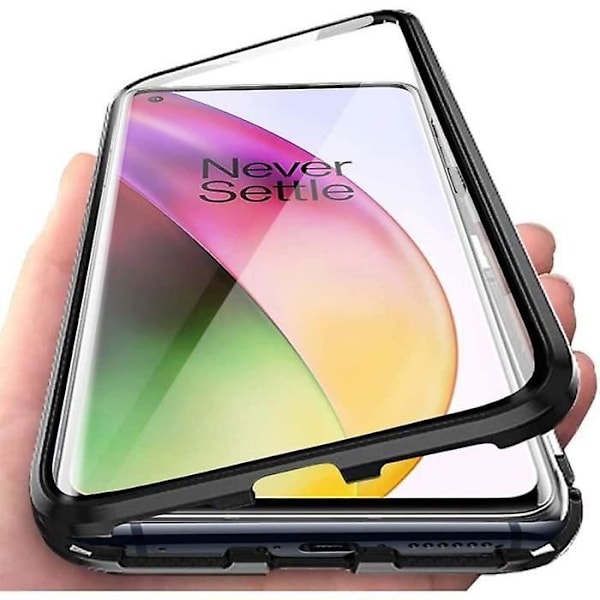 OnePlus 8 Etui Magnetisk Adsorption 360 Grader Haptisk Beskyttelse Ultra Tynd Hærdet Glas Aluminium F