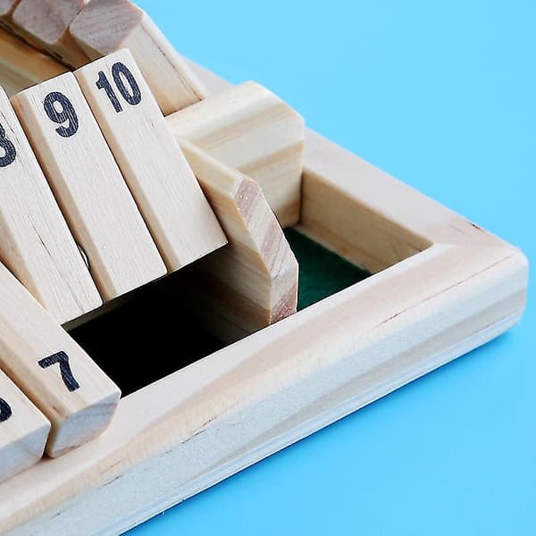 Shut the Box Tärningsspel för Smarta Barn & Vuxna [4-sidig Stor Trä-B