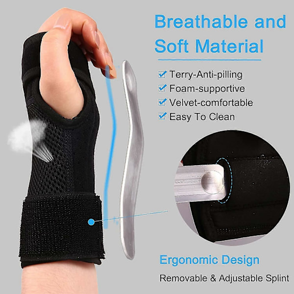 Carpal Tunnel Håndledsbandage Natstøtte, Håndledsbandage Højre Hånd Med Skinne Til Tendinitis, Gigt, Forstuvning Højre Hånd L