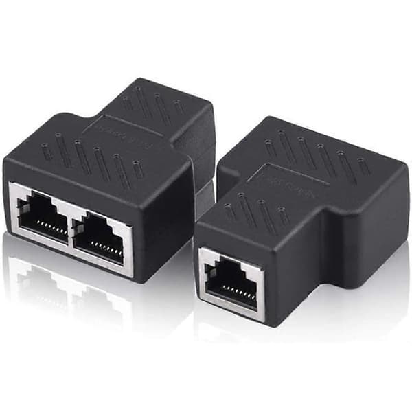 Rj11 Distributor Adapter Splitter, 2 stk. Ethernet Socket Splitter Connector Adapter Netværk Lan Kabel Doppler 1Bis2 Dual Port