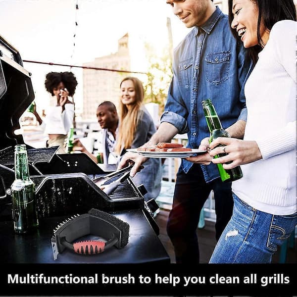 Grillbørste Grilltilbehør Messing Grillrensebørste 3 i 1 Multifunktionel BBQ Rensebørste Cle
