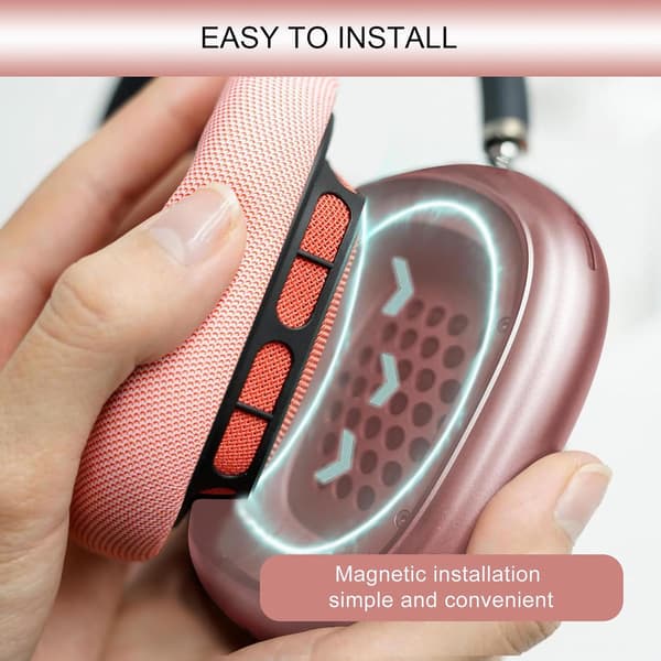 Passende erstatningsøreputer for Apple AirPods Max - Oppgraderte øreputer - Magnetiske øreputer for AirPods Max (rosa)