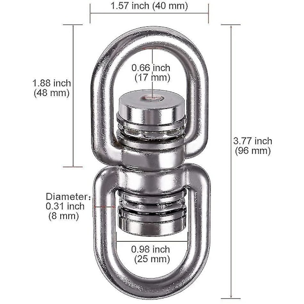 Rustfri Stål Svingbar Permanent, Opptil 1200lb 360° Rotasjon Hengefeste