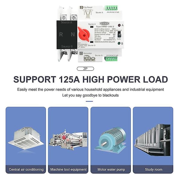Din-skena 2p Ats Dubbel Ström Automatisk Transfer Switch Elektrisk 63a