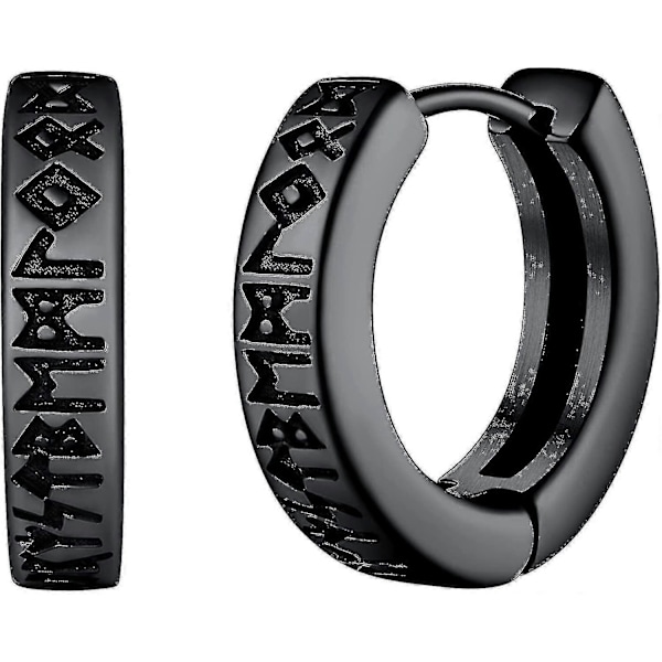 Norse Viking Rune Hoops Øreringe til Mænd og Kvinder 12mm Huggie Hoops med Delikat Gaveemballage_FC10