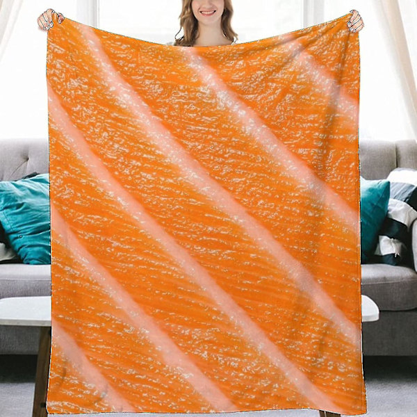 3D Sjove Realistiske Mad Laks Sushi Flannel Fleece Kasttæpper 100cm*70cm Bløde Hyggelige Fluffy Vinter Efterårstæppe Hyggelig Blød Fuzzy Plush Hjem Decor Fo