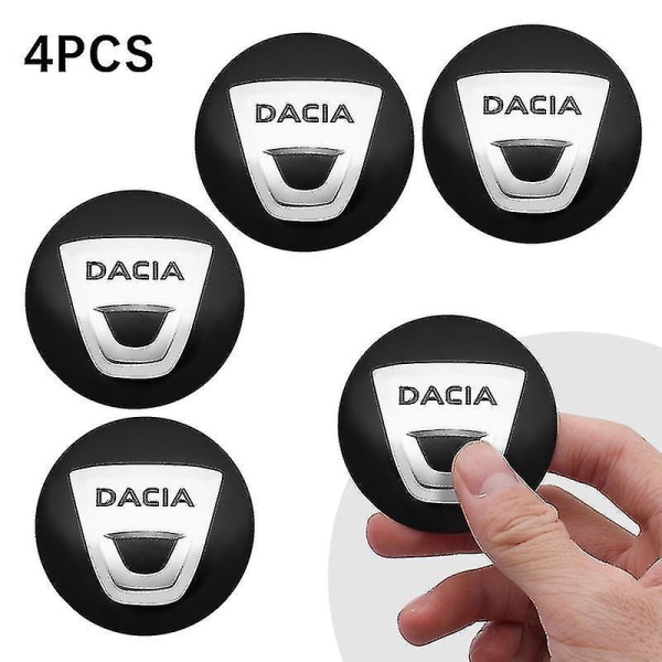 Car Styling 4st 56 mm För Dacia Emblem Badge Hjul Center Hub Cap Cover Sticker För Dacia Duster Logan Sandero Lodgy Accessoarer, svart