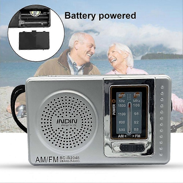 Bærbar Radio Lomme Teleskopisk Antenne Batteridrevet Mini Multifunksjonell AM FM Radio for Eldre
