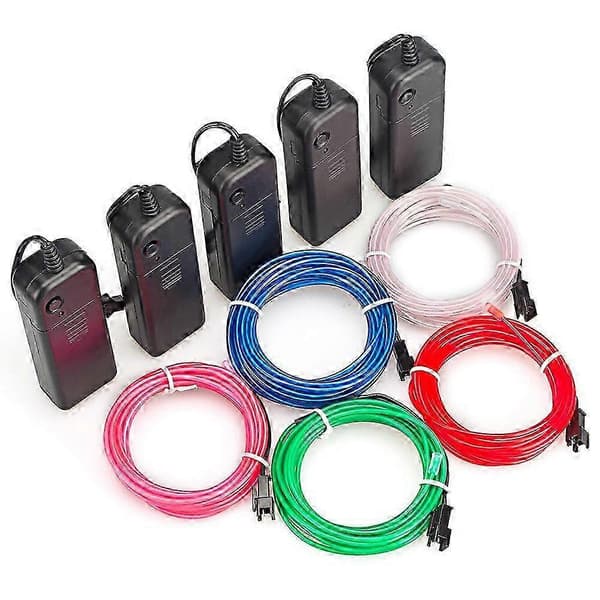 Neon LED Lysende EL Wire String Strip Reb Rør Bil Interiør Batteridrevet