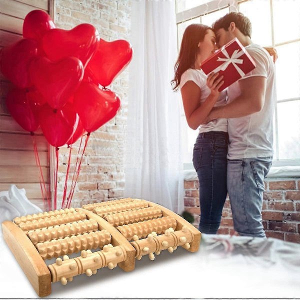 Fotmassage Roller, Dubbel Träfotrulle För Ödem Plantar Fasciit Fot Smärtlindring Stresslindring