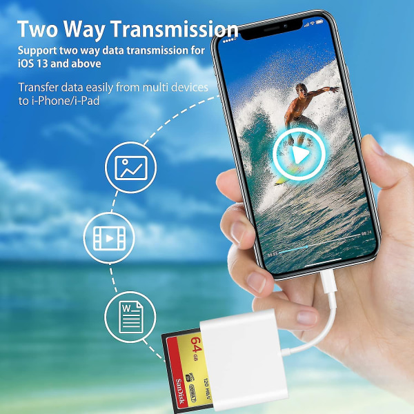 Cf Sd Tf Lightning-kortläsareadapter för Apple - Snabb dataöverföring - HAOY