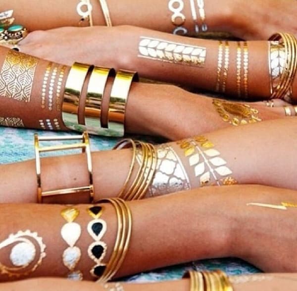Metallisk Tatuering guld / silver, metall flash tatuering