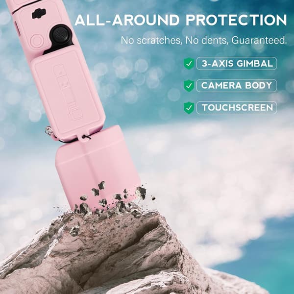 Pink, egnet til DJI Osmo Pocket 3 / Xtra Muse kamera, blødt silikone grebsdæksel med skærm- og mikrofonbeskyttelse,