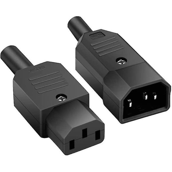Strømstik 250v 10a 3-polet C14 Han C13 Hun DC AC Strømstik IEC Strømstik Adapter Strømkabel Stik til Strøm Overførsel (2 stk)
