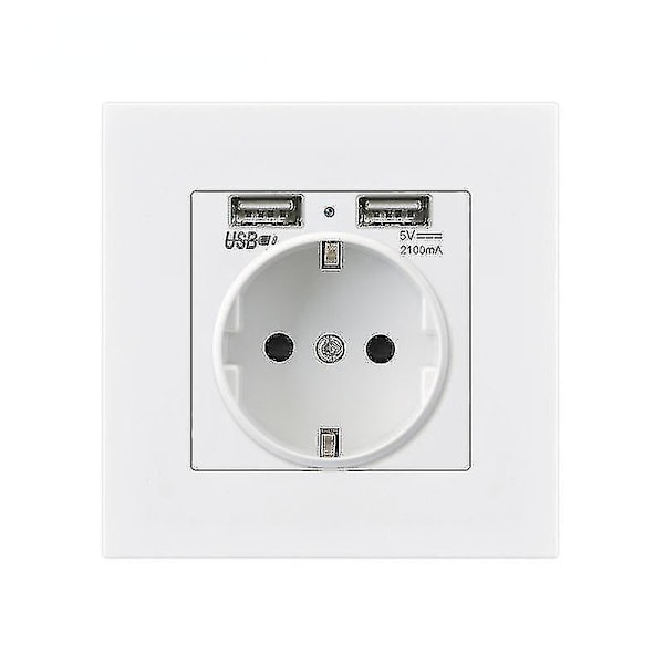 Europeiskt standarduttag med dubbel USB-port och indikatorlampa