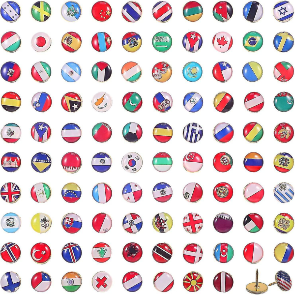 100 Pieces Creative Push Pins National Flag Thumbtack Country Map Push Pins For Bulletin Board, Map, Office EDL