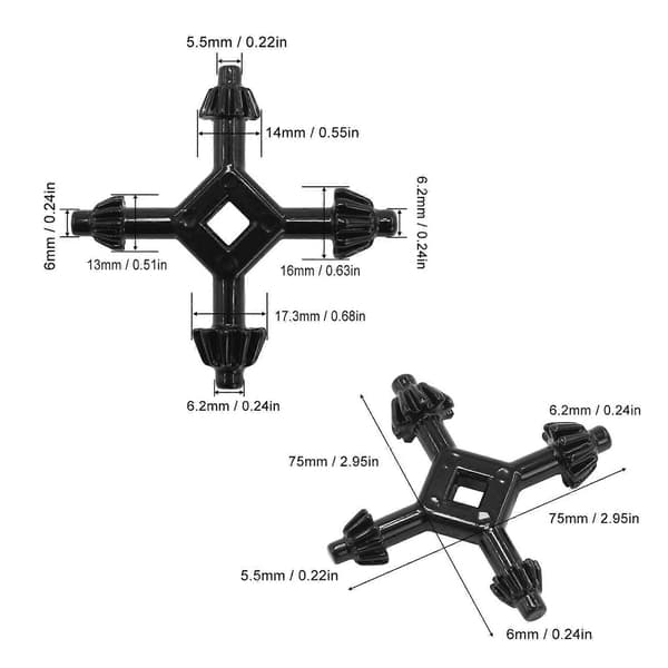 Højkvalitets (Erstatning for GS08912) 4-i-1 multifunktionel elektrisk boremaskinenøgle sort
