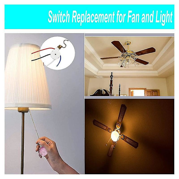 1 st takfläkt lampknapp Zingear Ze-208s E89885 3 hastighet 4 tråds fläktknapp dragkedja, fläktlampa