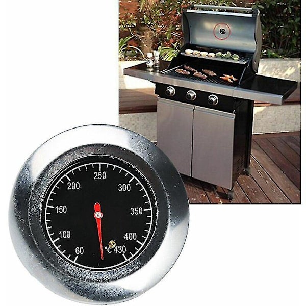 Termometer i rustfrit stål, metaltermometer, til rustfrit stål grill gasgrill, (60c -430c)