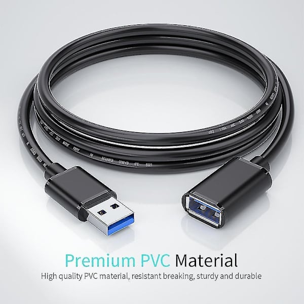 3M USB 2.0 Sort Forlænger Data Kabel Han til Hun USB Forlængerkabel