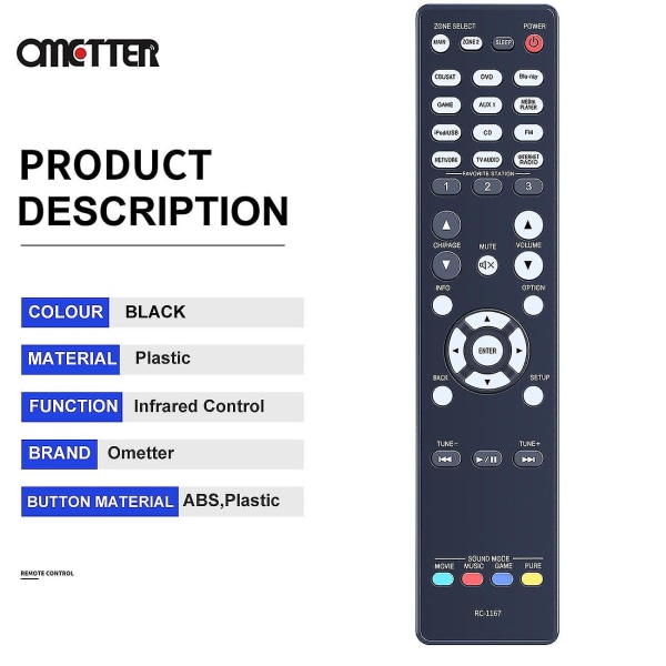 Rc-1167 Fjernkontroll for Denon Avr-1913 Avr-2113 Avr-2313 Av-mottaker System