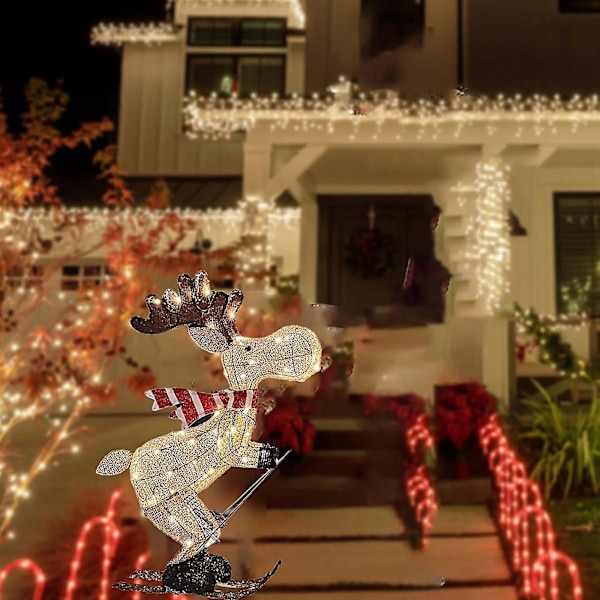 Utomhus Julfigur LED Skidande Älg Trädgårdsdekoration Plug-in Timer