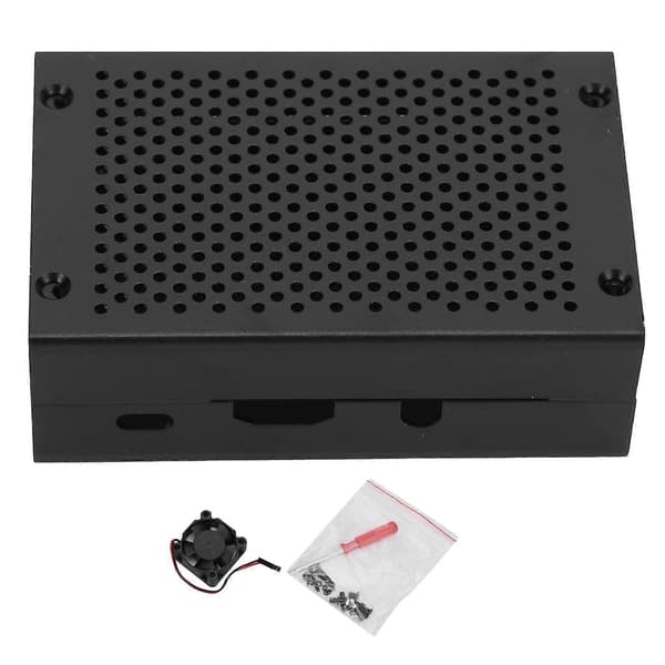 Højkvalitets Raspberry Pi 3 aluminiumskabinet med blæser, sort