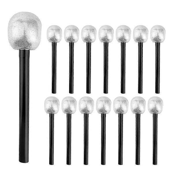 15-pack Leksaksmikrofon Scenmik Silver Glittermikrofon för Cosplay Scenföreställning Rockstjärna Rekvisita Kar
