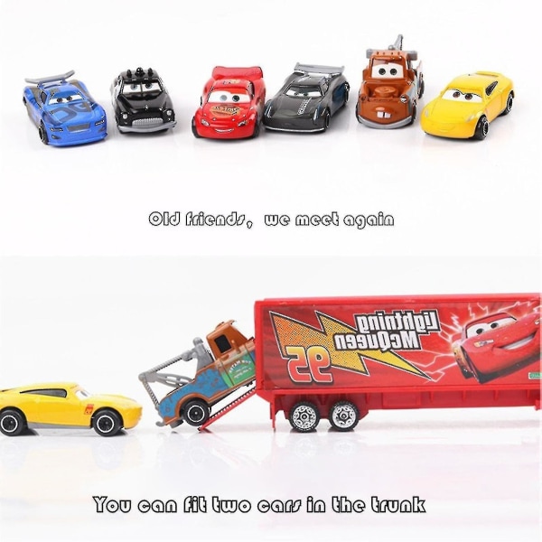 6 st bilar 3 Lightning Mcqueen Jackson Storm Mack Uncle Truck Metallbilmodell Leksak Present